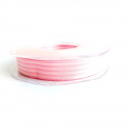 Horizontal Stripes Ribbon - Pink and White 15 mm